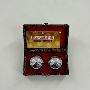 Vintage Chinese Baoding Iron Meditation Balls Dragon Health Stress Relief